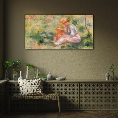 Schilderij op glas Moeder en dochter in de zomerzon