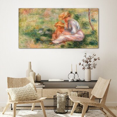 Schilderij op glas Moeder en dochter in de zomerzon