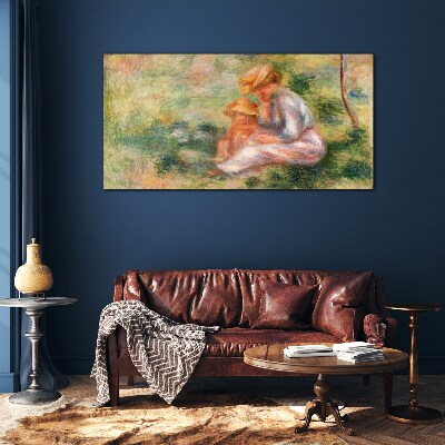 Schilderij op glas Moeder en dochter in de zomerzon