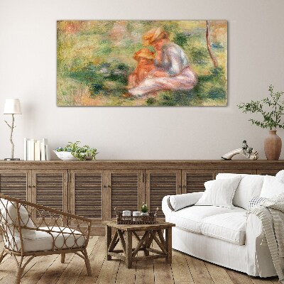 Schilderij op glas Moeder en dochter in de zomerzon