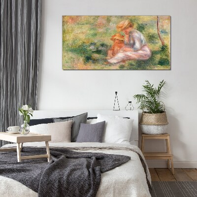 Schilderij op glas Moeder en dochter in de zomerzon