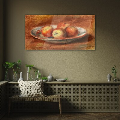 Foto op glas Appels op een bord