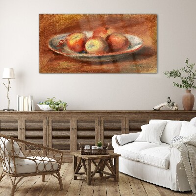 Foto op glas Appels op een bord