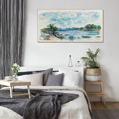 Glas foto Een vredig landschap aan de rivier