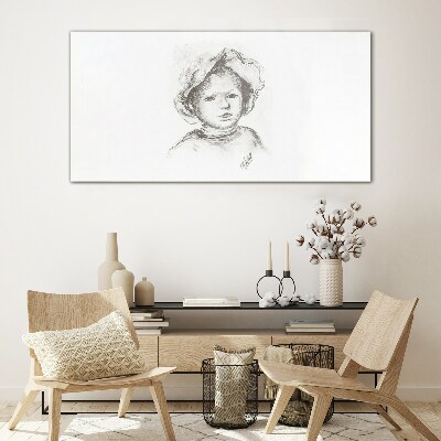 Schilderij op glas Portret van een kind met een hoed