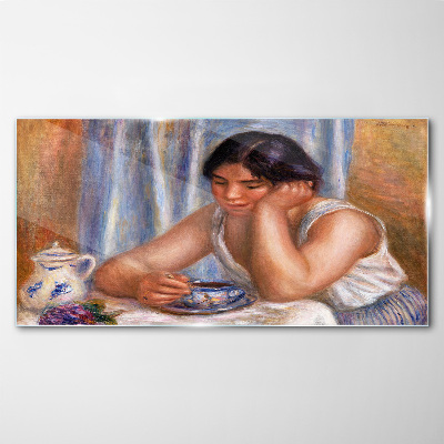 Foto op glas Reflecties bij een kopje thee