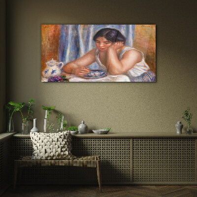 Foto op glas Reflecties bij een kopje thee