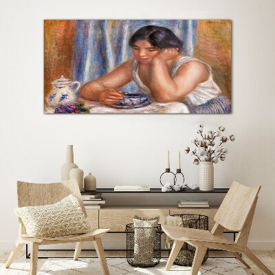 Foto op glas Reflecties bij een kopje thee