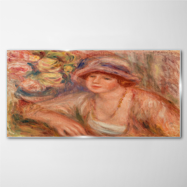 Foto op glas Vrouw met hoed