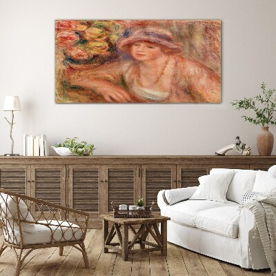 Foto op glas Vrouw met hoed