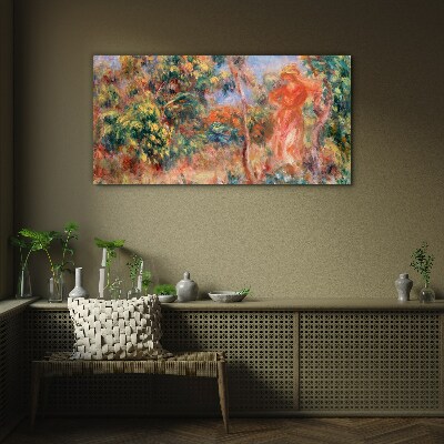 Schilderij op glas Vrouw in de tuin