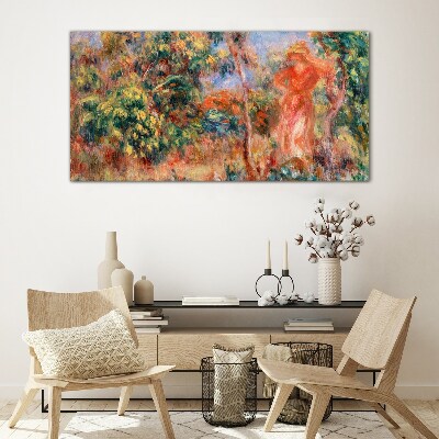 Schilderij op glas Vrouw in de tuin