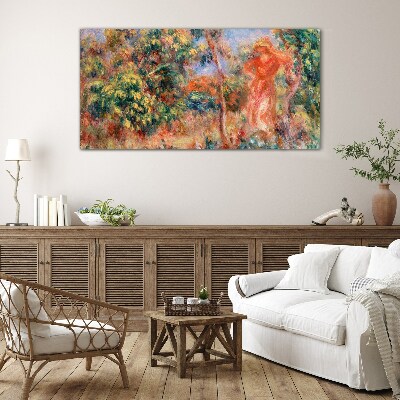 Schilderij op glas Vrouw in de tuin