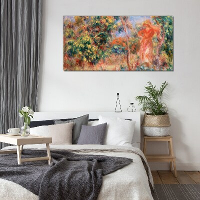 Schilderij op glas Vrouw in de tuin