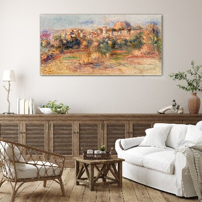 Schilderij op glas Landschap met kleurrijke heuvels