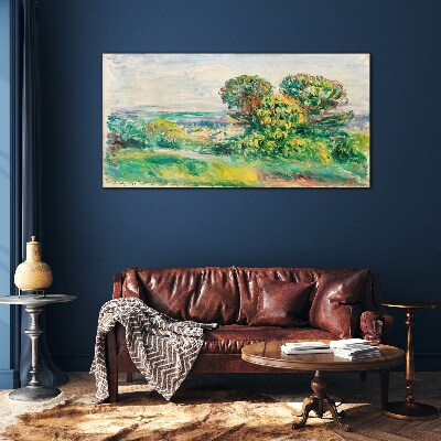 Foto op glas Groen landschap met bomen