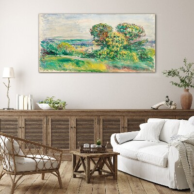 Foto op glas Groen landschap met bomen