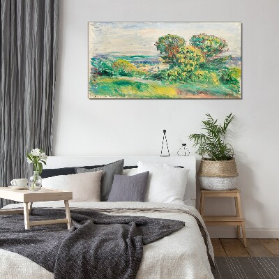 Foto op glas Groen landschap met bomen