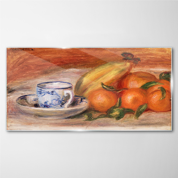 Schilderij op glas Fruittafel met een beker