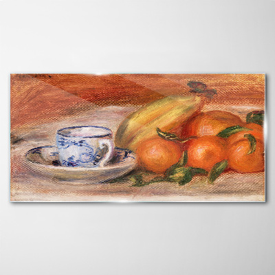 Schilderij op glas Fruittafel met een beker