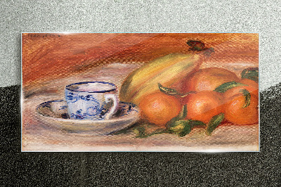 Schilderij op glas Fruittafel met een beker
