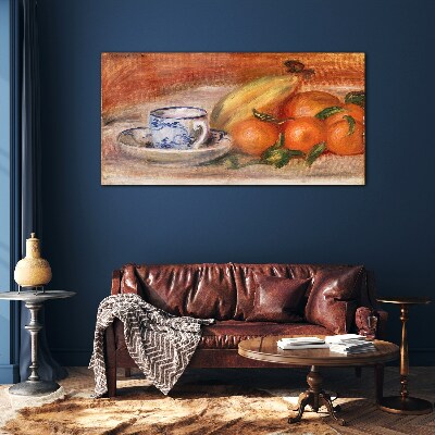 Schilderij op glas Fruittafel met een beker