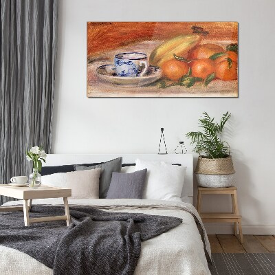 Schilderij op glas Fruittafel met een beker