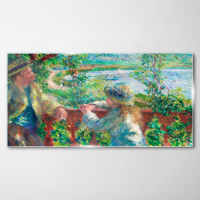 Schilderij op glas Een zomermiddag aan de rivier