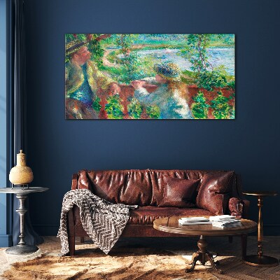 Schilderij op glas Een zomermiddag aan de rivier