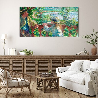 Schilderij op glas Een zomermiddag aan de rivier