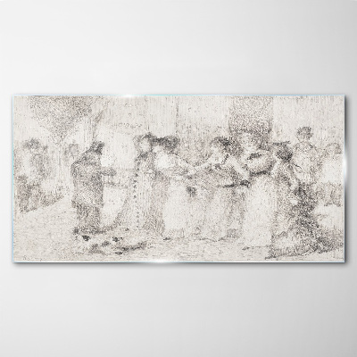 Foto op glas Een scène uit het stadsleven