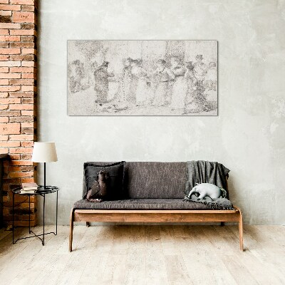 Foto op glas Een scène uit het stadsleven