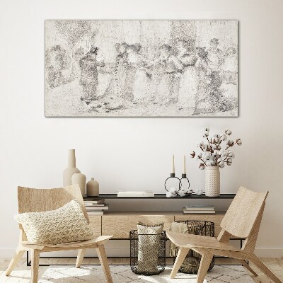 Foto op glas Een scène uit het stadsleven