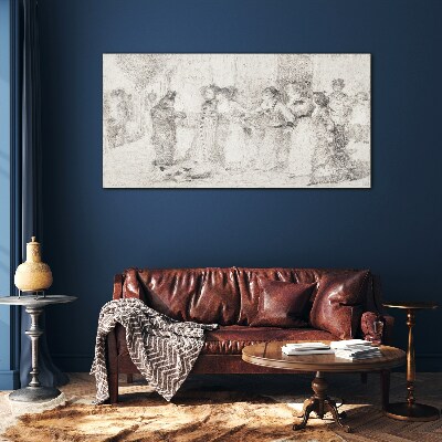 Foto op glas Een scène uit het stadsleven