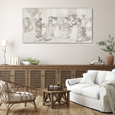 Foto op glas Een scène uit het stadsleven