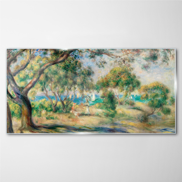 Schilderij op glas Zomerlandschap aan het water