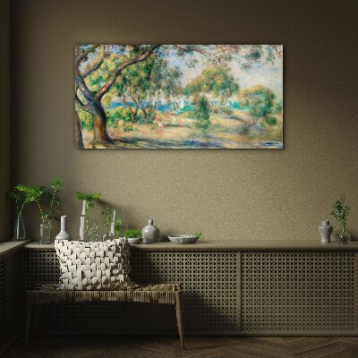 Schilderij op glas Zomerlandschap aan het water