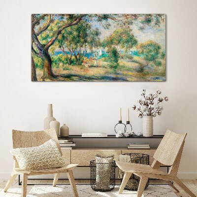 Schilderij op glas Zomerlandschap aan het water