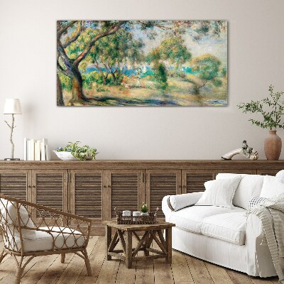 Schilderij op glas Zomerlandschap aan het water