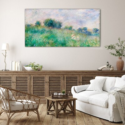 Foto op glas Weide in de zon