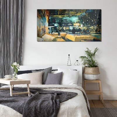 Foto op glas Nachtelijke sfeer in het café