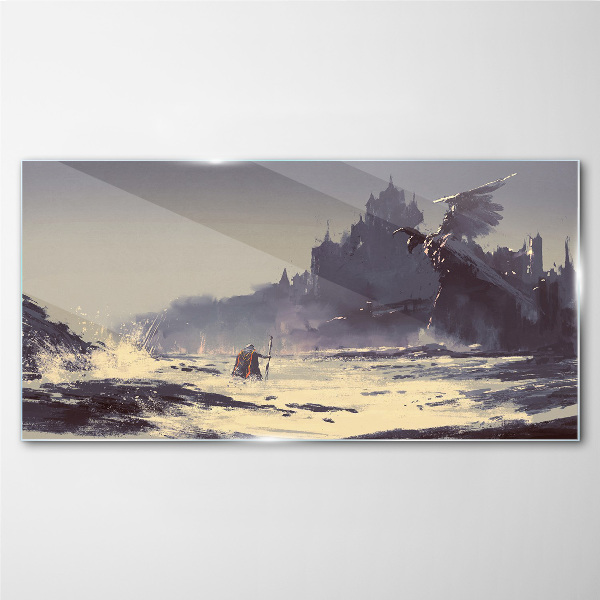 Glas foto Een mystiek land tussen de golven