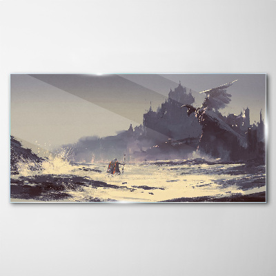 Glas foto Een mystiek land tussen de golven