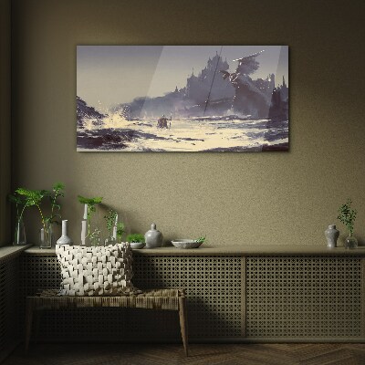 Glas foto Een mystiek land tussen de golven