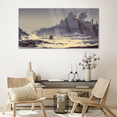 Glas foto Een mystiek land tussen de golven