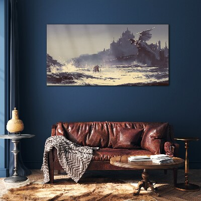 Glas foto Een mystiek land tussen de golven