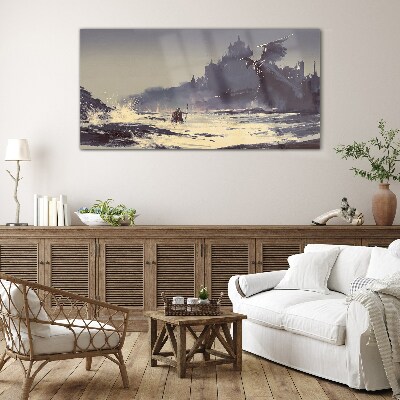 Glas foto Een mystiek land tussen de golven