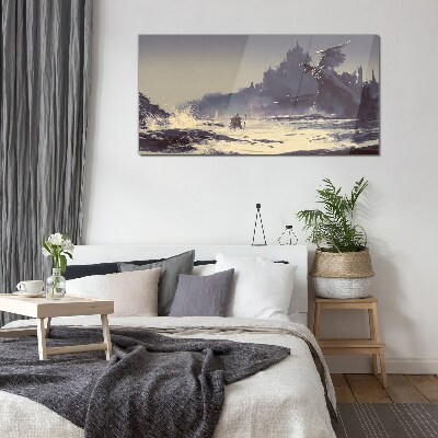 Glas foto Een mystiek land tussen de golven