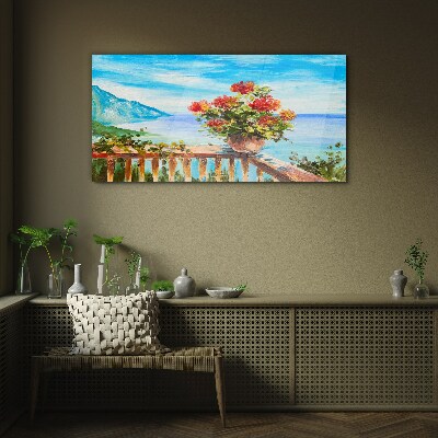 Schilderij op glas Bloemen aan zee
