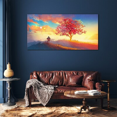 Foto op glas Een wandeling in een kleurrijk landschap